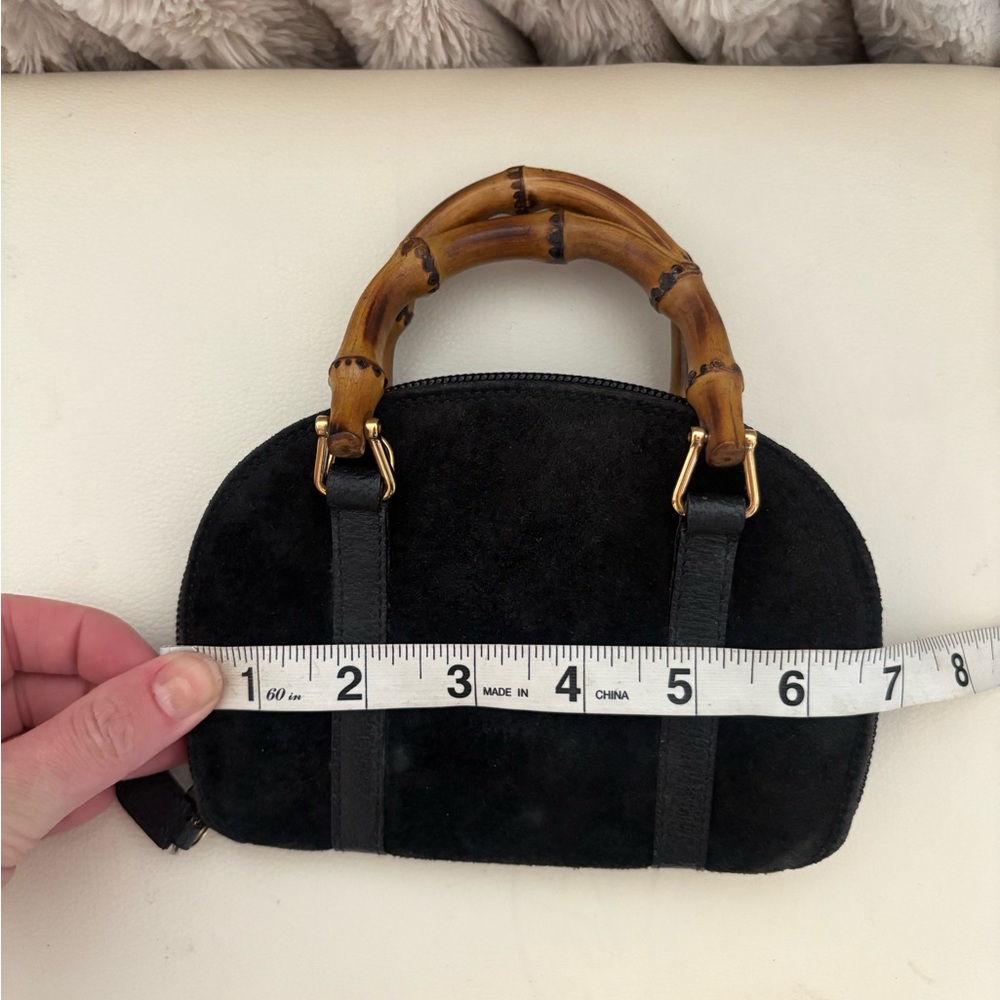 Gucci Black Suede Mini Dome Bag with Bamboo Handles - Picture 12 of 14